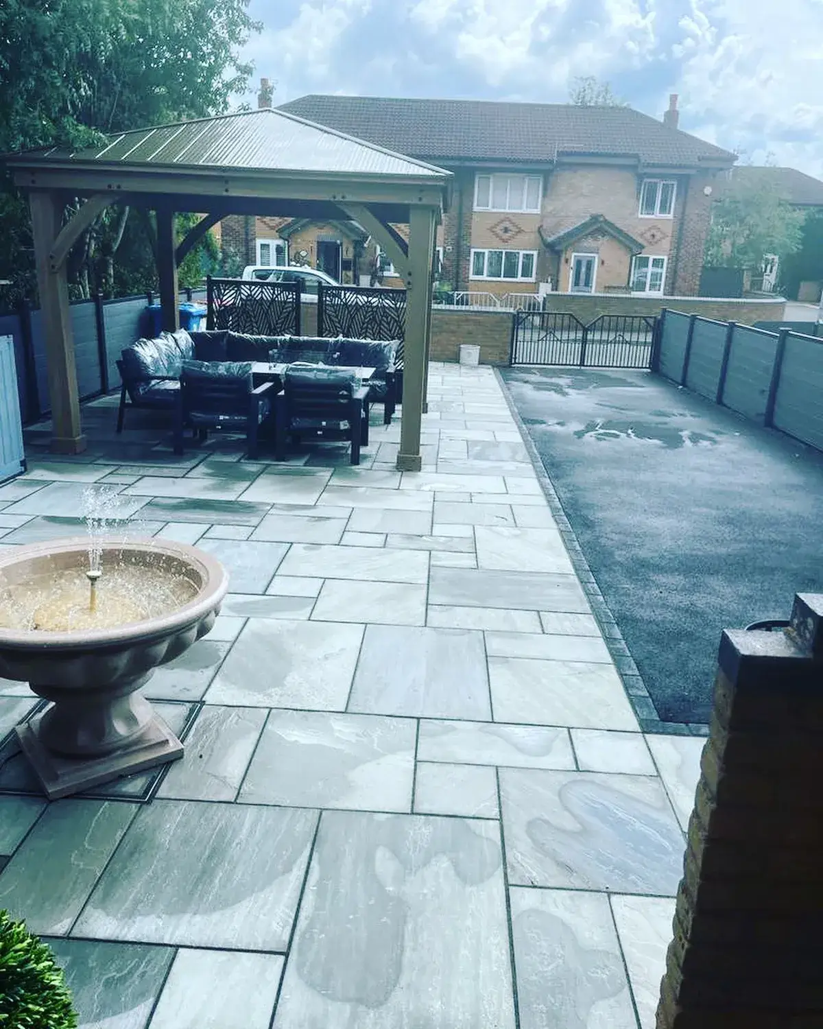 Patio and retaining wall in Horwich